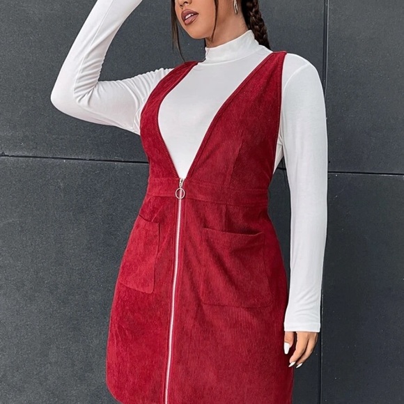 Burgundy corduroy dress. - Picture 3 of 3